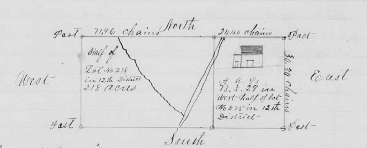 R. L. Hodges’s 1879 homestead plat, showing portions of Land Lots 278 and 275