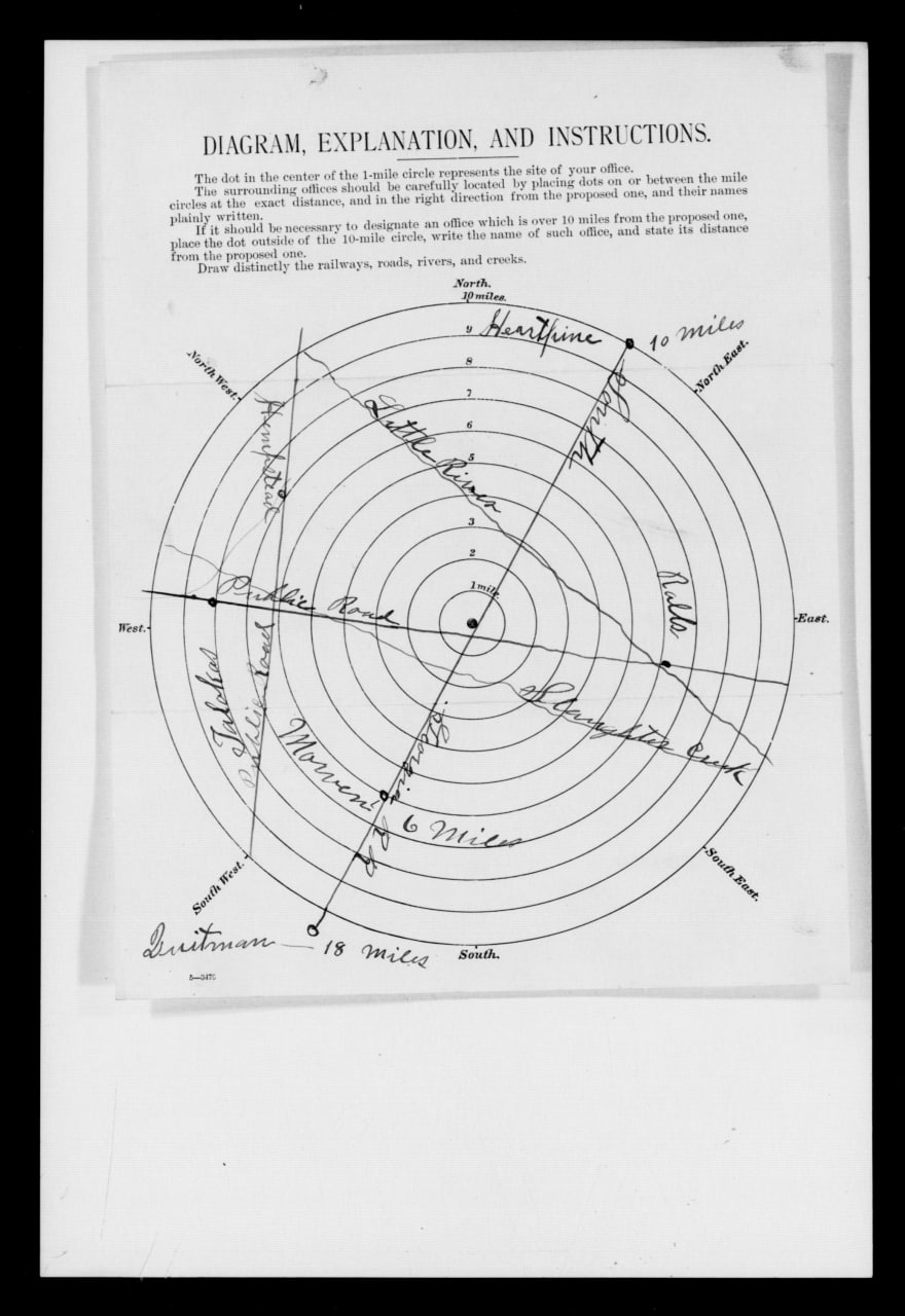 Diagram from the October 1897 Post Office Department application for Barney, Georgia