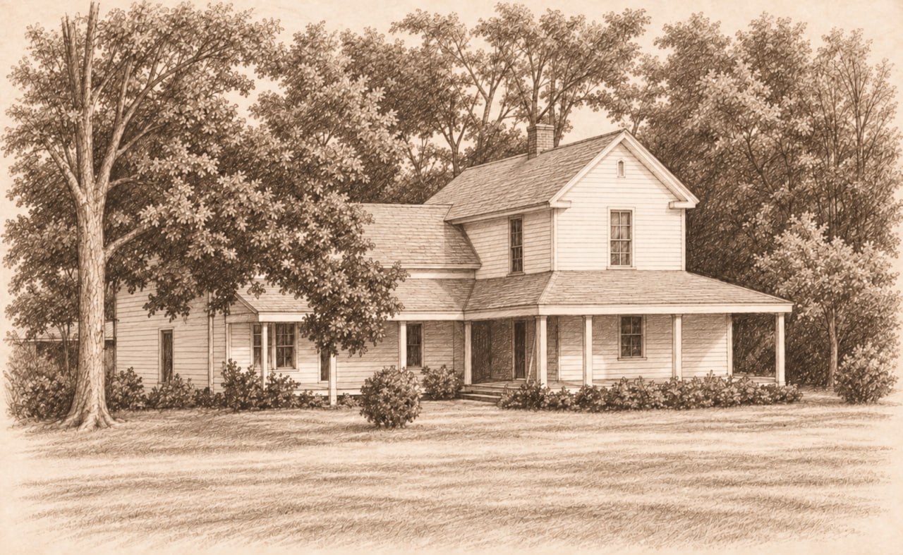 AI-generated image of the Walker-Maxwell House in Barney