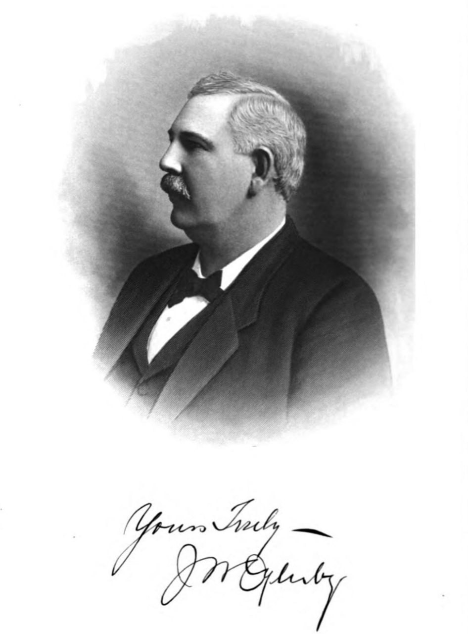 Portrait and signature of James Wood Oglesby Sr.
